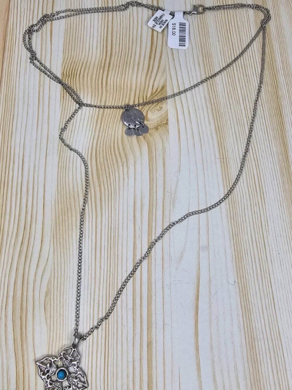 Handmade Vintage Style Layered Necklace Boho Cross Charms Pendant Long - Picture 3 of 4